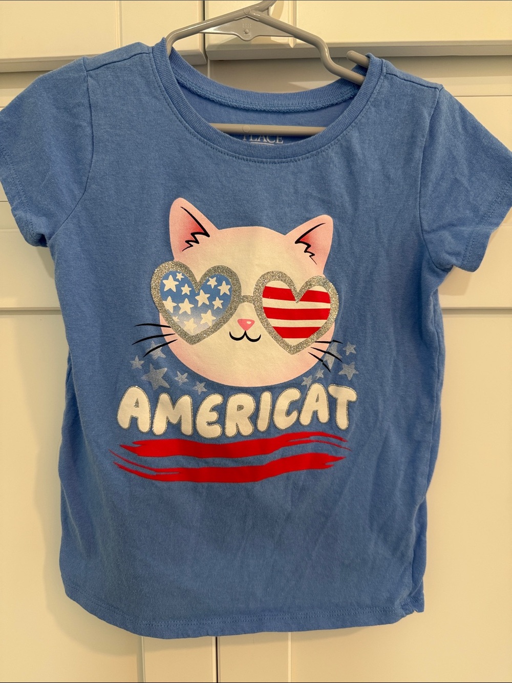 The Children's Place Blue Americat Graphic Tee with Heart Sunglasses 5T